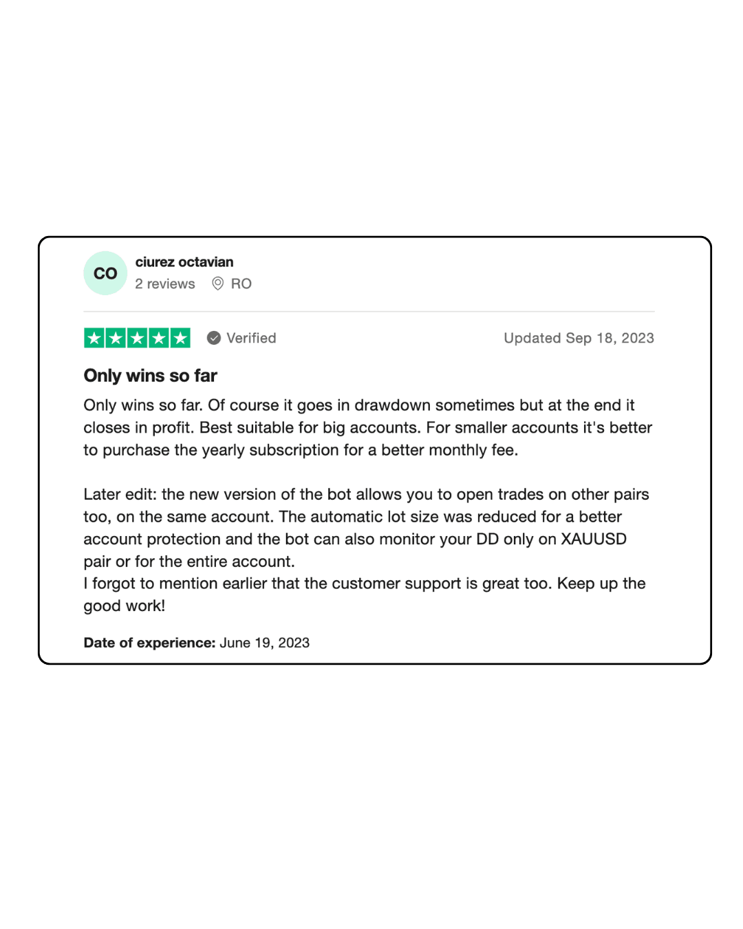 trustpilot result